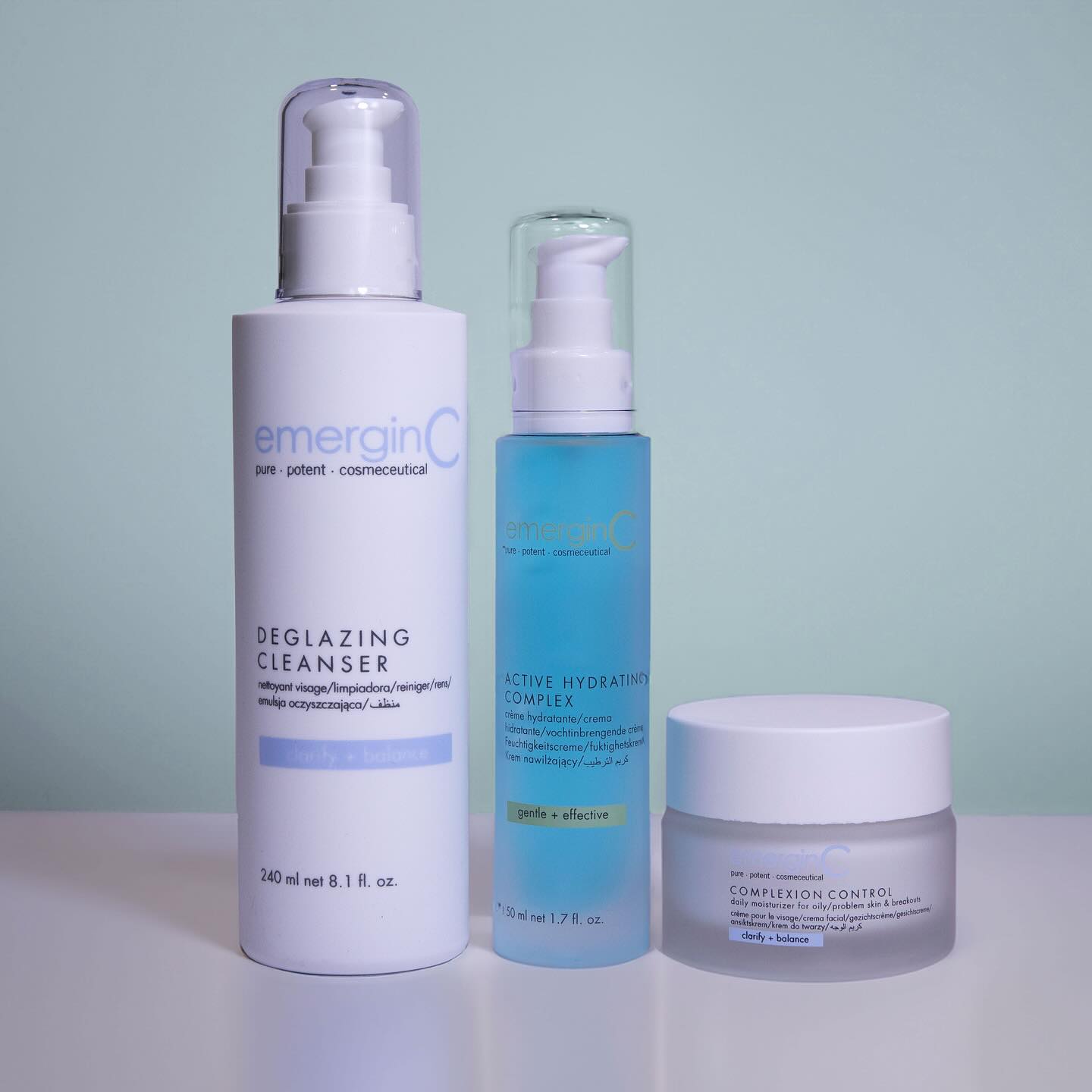 emerginC Clarify + Balance Deglazing Cleaner and Complexion Control Lineup