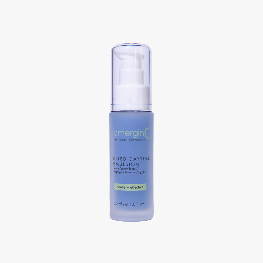 emerginC Australia D-red Daytime Emulsion 30ml Serum Skincare bottle labeled 'emerginC' on a white background