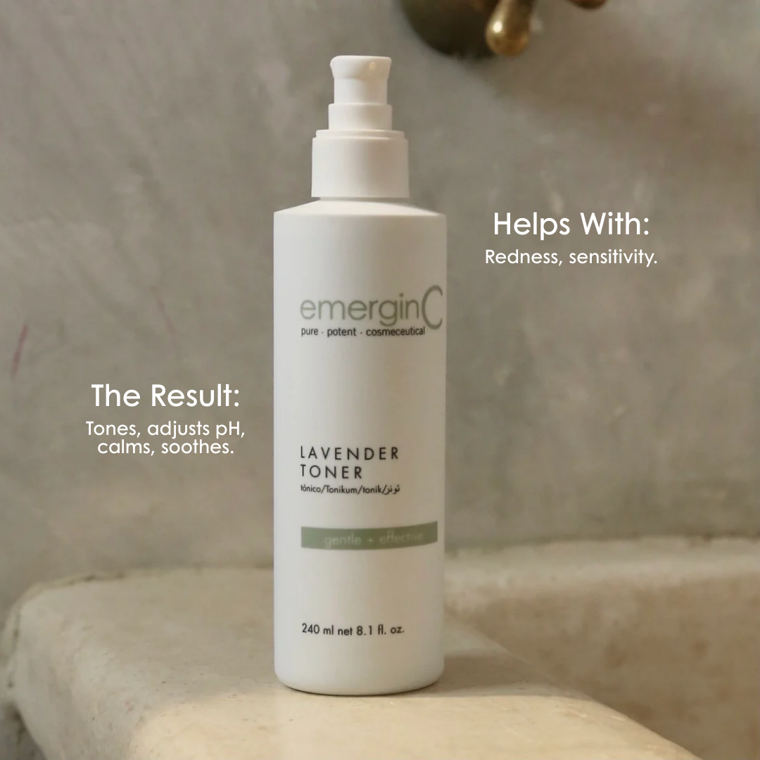 emerginC Lavender Toner – soothing alcohol-free toner for hydration and skin balance.