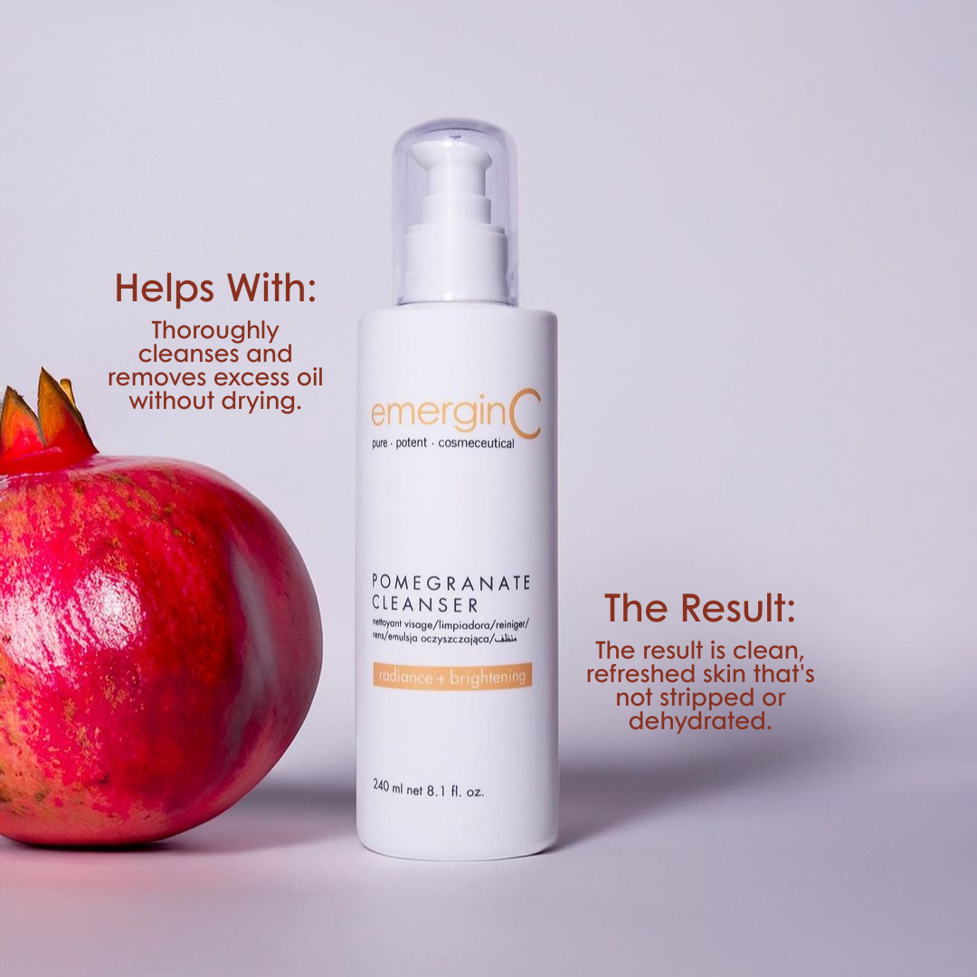 emerginC Pomegranate Cleanser – antioxidant-rich gel cleanser for a fresh, radiant complexion.