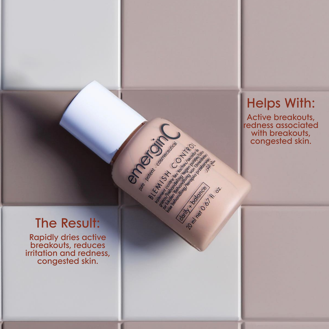 emerginC Tinted Blemish Control – spot treatment with natural tint to reduce blemishes and redness.