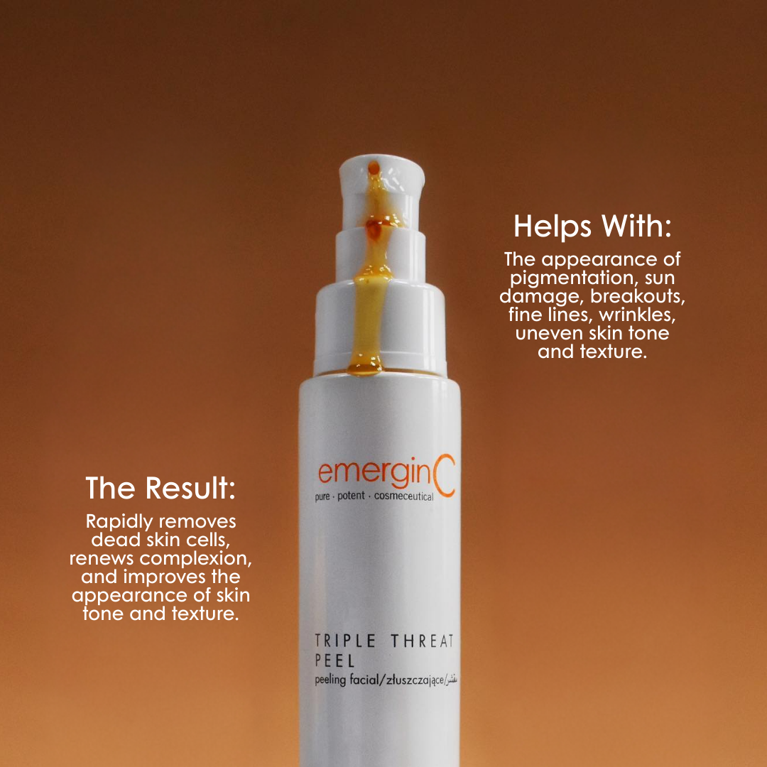 emerginC Triple Threat Peel – multi-action exfoliating treatment for smoother, clearer skin.