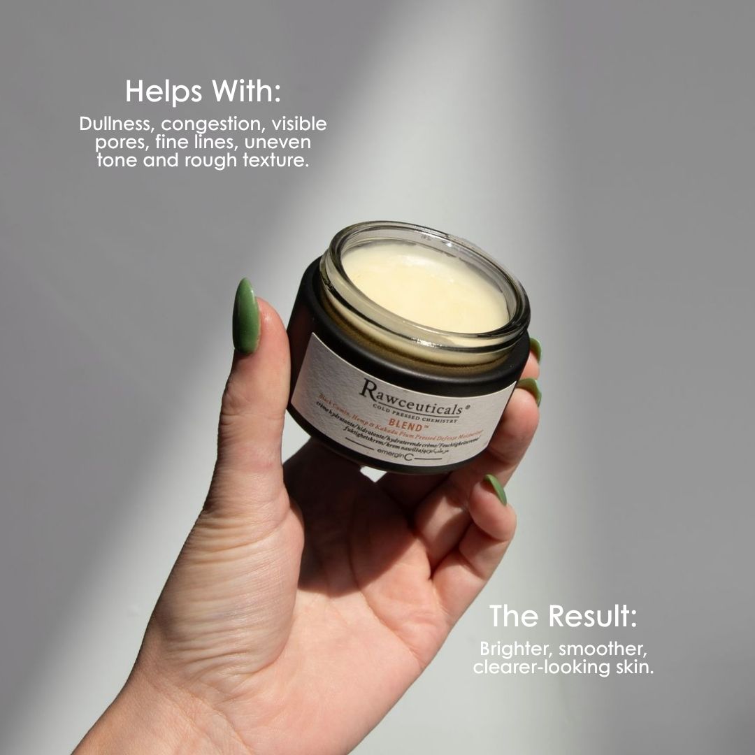 emerginC Australia Rawceuticals Blend moisturiser for dryness, dehydration, environmental stress and uneven texture, leaving skin nourished, soothed and smoother-looking.