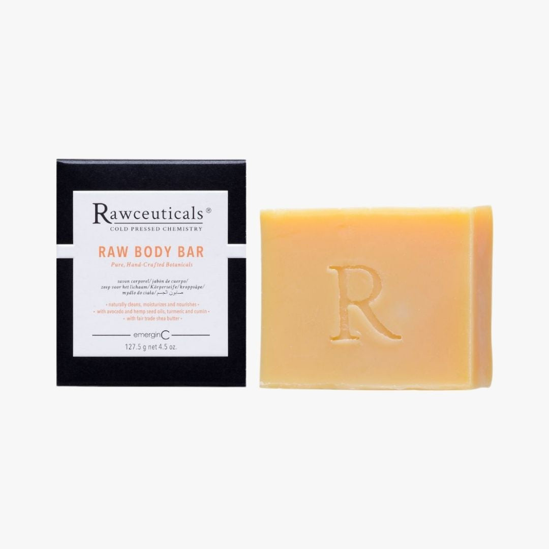 emerginC Australia Rawceuticals Raw Body Bar with black product packaging.