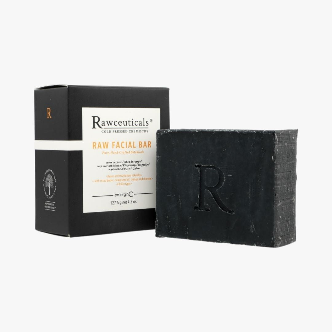 emerginC Australia Rawceuticals Raw Facial Bar with black product packaging.