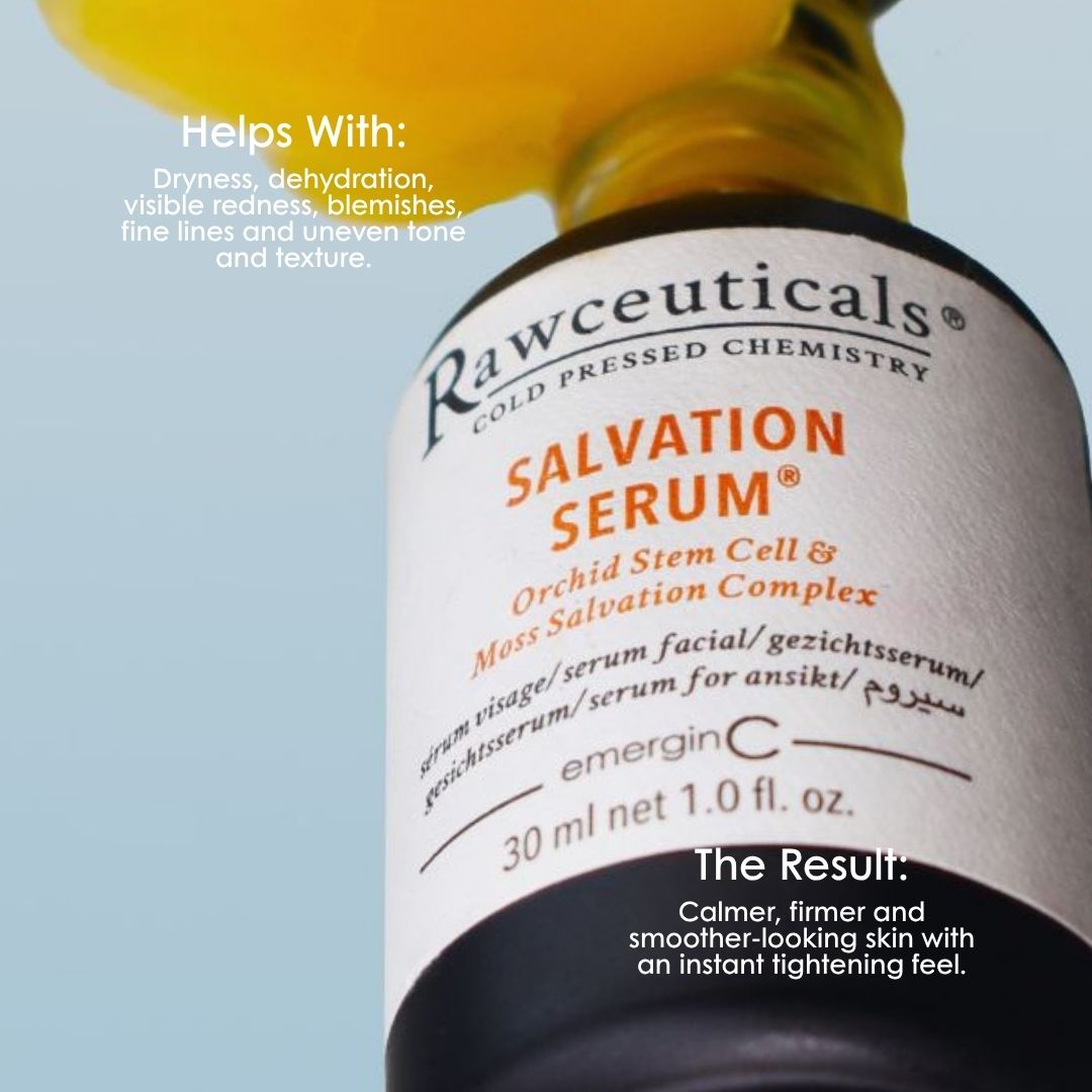 emerginC Australia Rawceuticals Salvation Serum for dryness, visible redness, blemishes and fine lines, leaving skin calmer, firmer and smoother-looking.