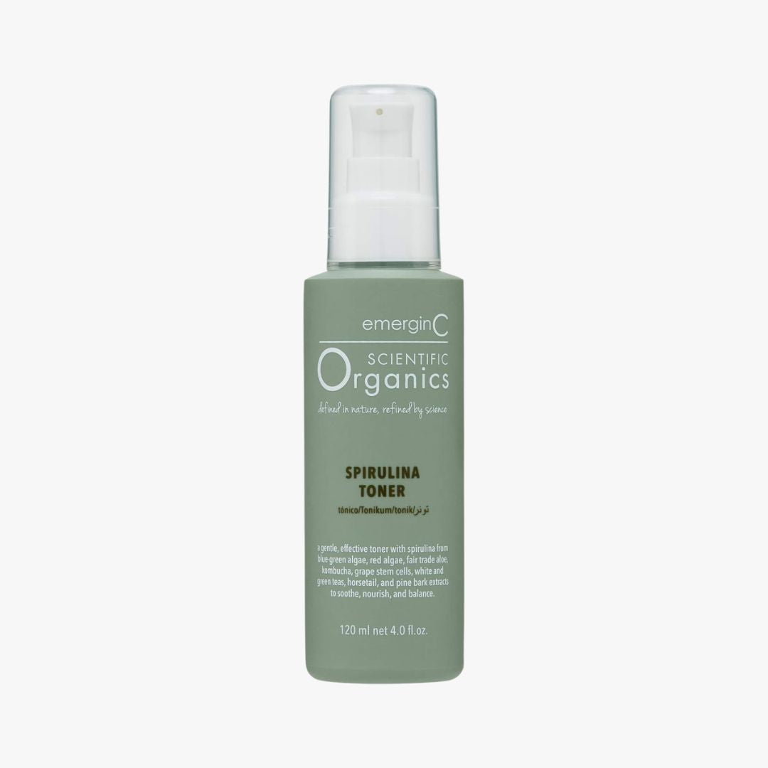 Scientific Organics Spirulina Toner product packaging.