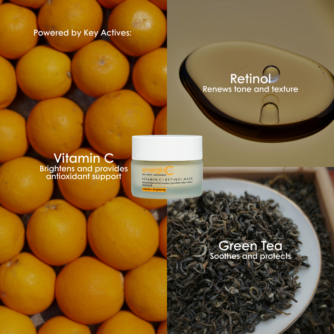 Key ingredients in emerginC Vitamin C + Retinol Mask: vitamin C, retinol and green tea.
