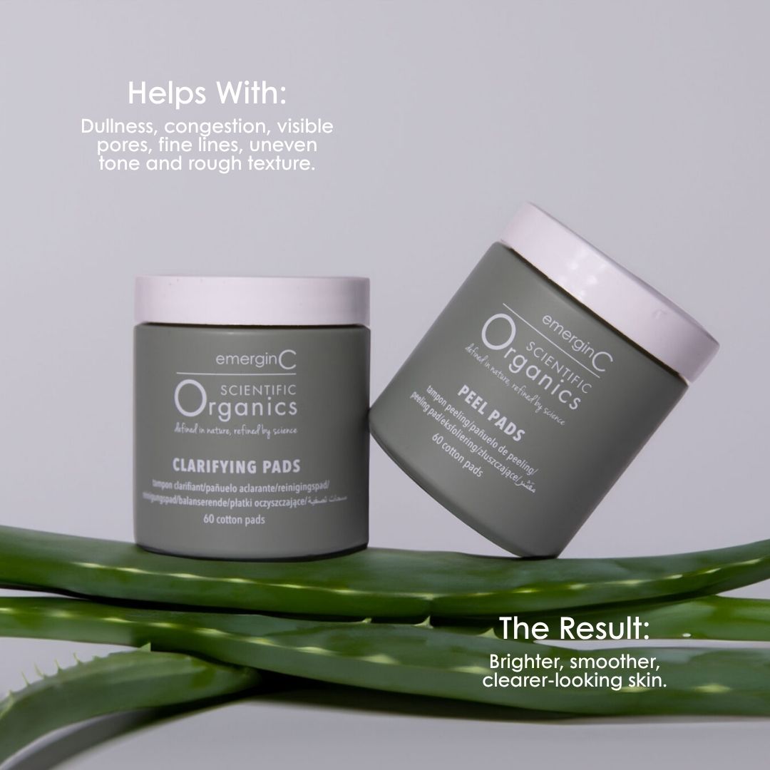 Scientific Organics facial peel kit for dullness, congestion, visible pores and uneven texture, leaving skin brighter, smoother and clearer.