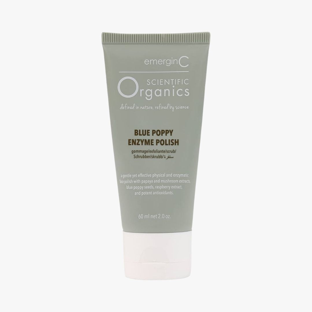 Scientific Organics Blue Poppy Enzyme Polish product packaging.