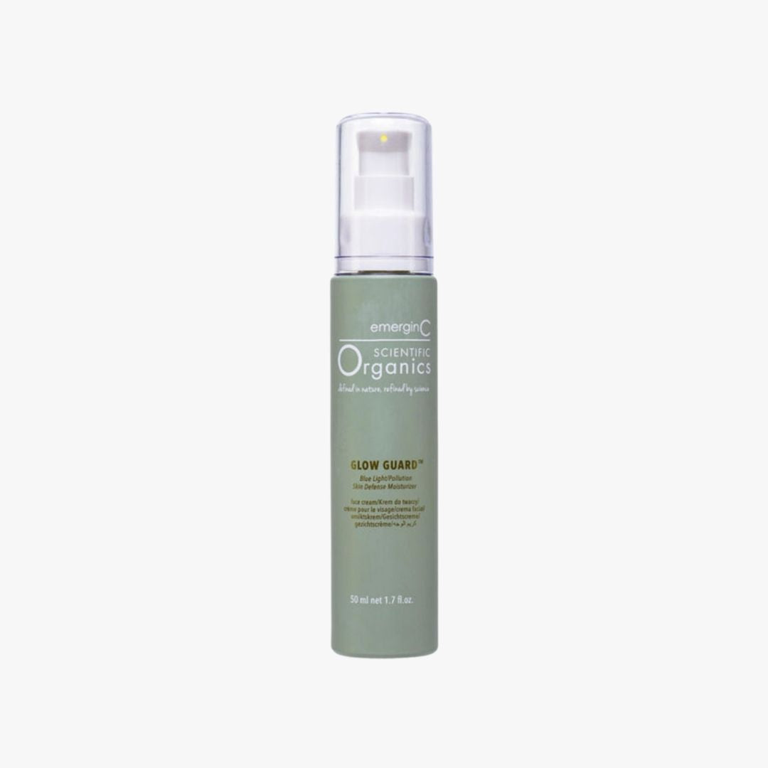 Scientific Organics Glow Guard daily protective moisturiser product packaging.
