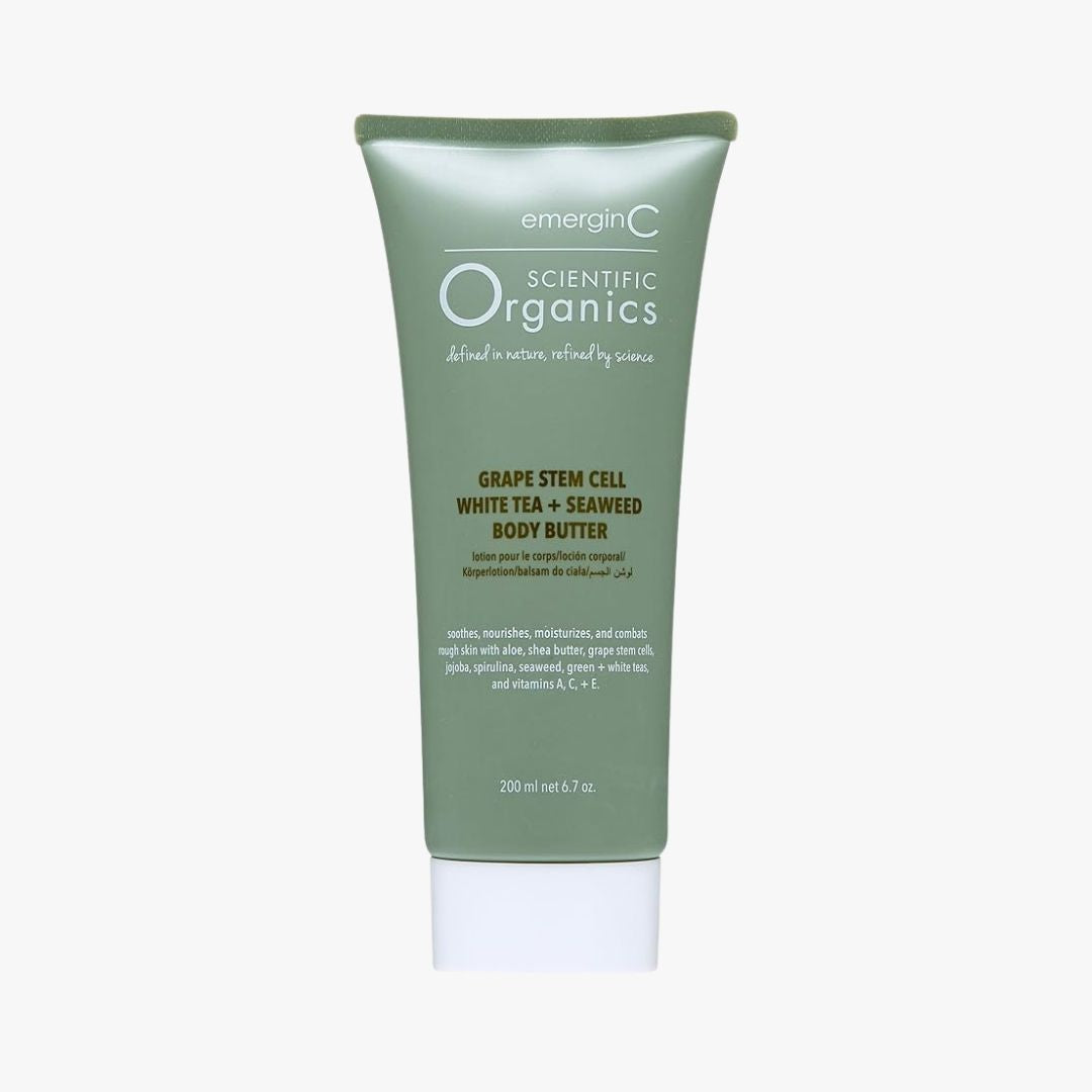 Scientific Organics Grape Stem Cell, White Tea and Seaweed Body Butter product packaging.