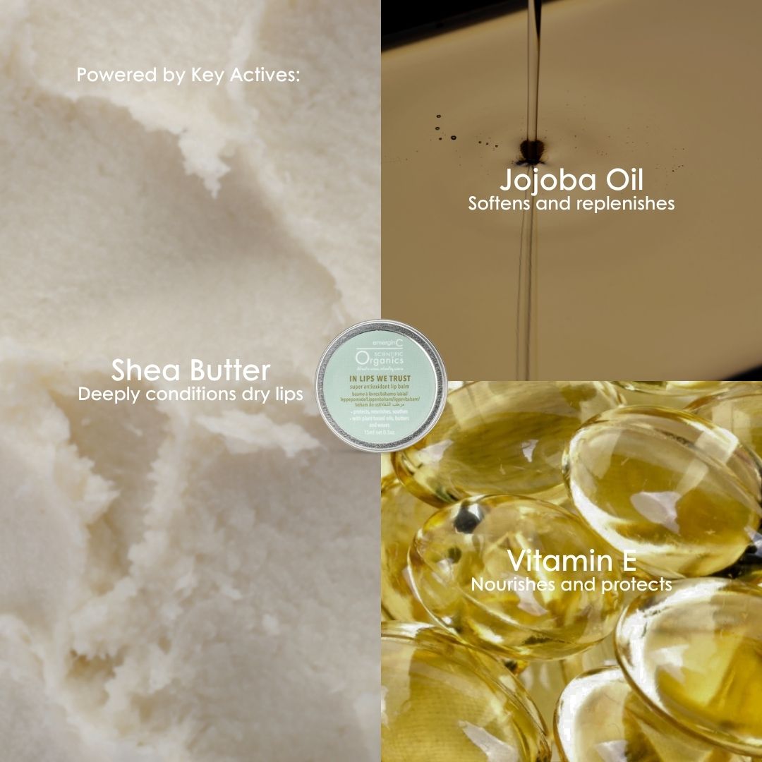 Key actives in Scientific Organics In Lips We Trust Lip Balm: shea butter, vitamin E and lime oil.